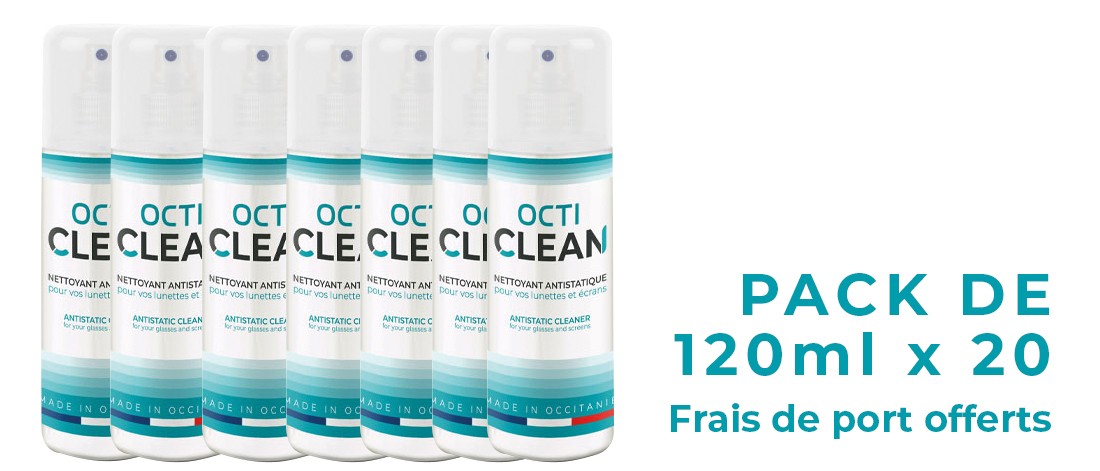 Octika - Pack 20 sprays 120 ml - Nettoyant lunettes et écran - Octiclean