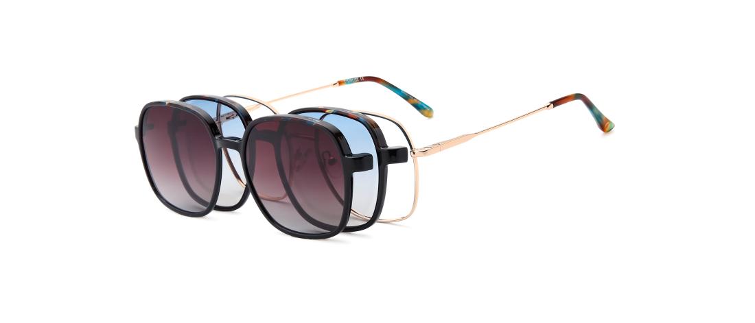 Lunette de vue OSMOSE Polar Double Clip métal   Femme - Métal + Clip magnétique solaire polarisée + Clip de conduite de nuit - O