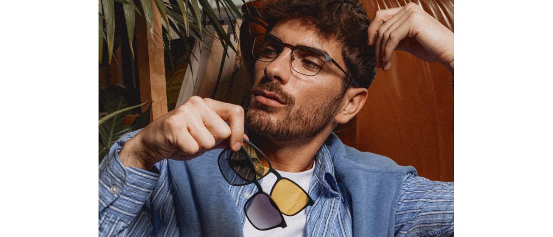  Men's Polar Clip Eyeglasses - Metal + Polarized Solar Magnetic Clip - OCP644_C2 - Osmose Eyewear - Octika